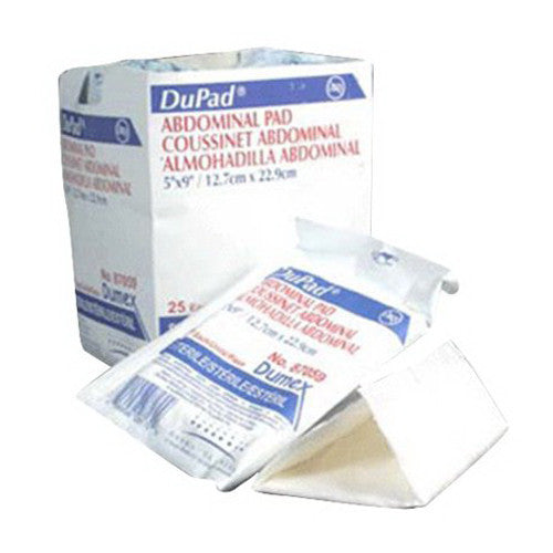 Dupad Abdominal Sterile Pads By Dumex, 5 Inches by 9 Inches, 25 Ea